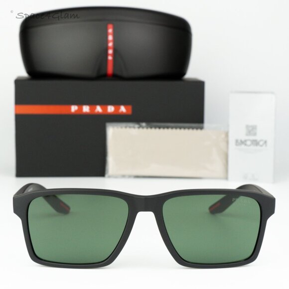 NEW Prada Linea Rossa PS05YS DG006U Black Dark Green Rectangle Unisex Sunglasses - Picture 2 of 8